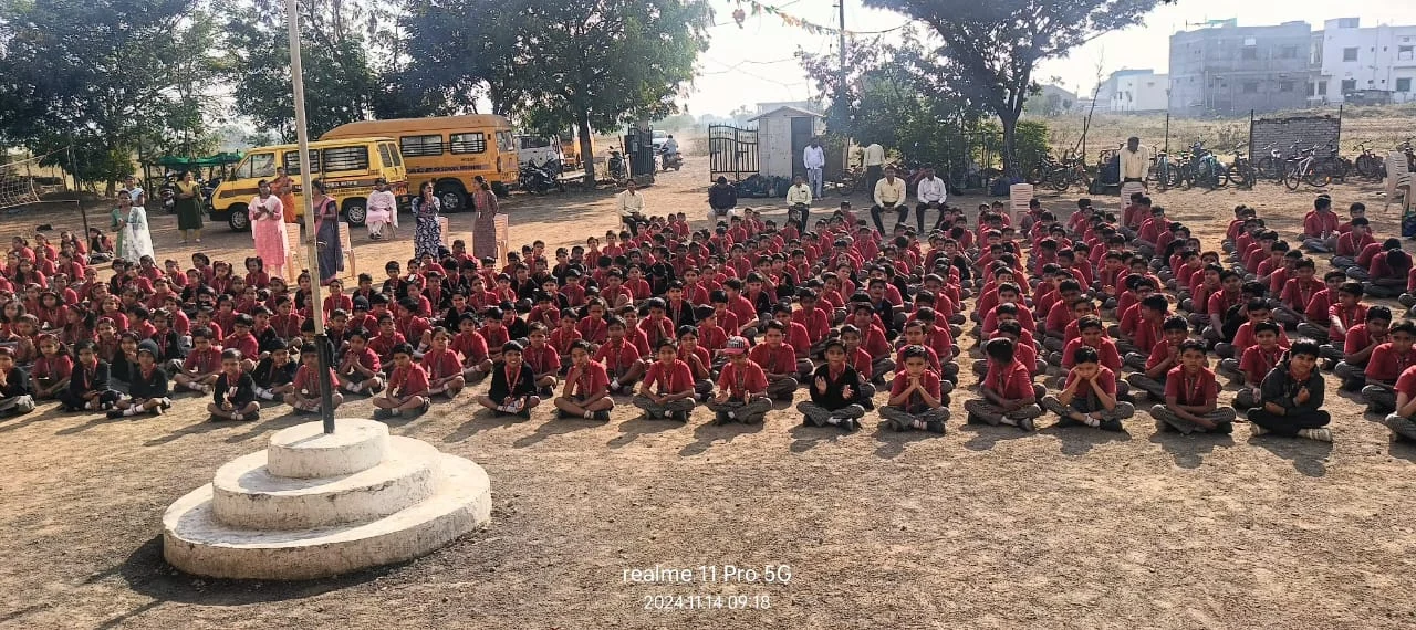 Student school assembly at Happy Faces Malegaon